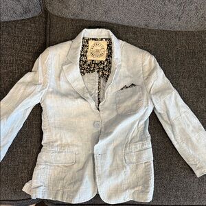 Light Blue Blazer with Floral Lining